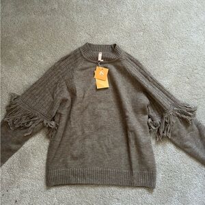 Fringed Brown Sweater